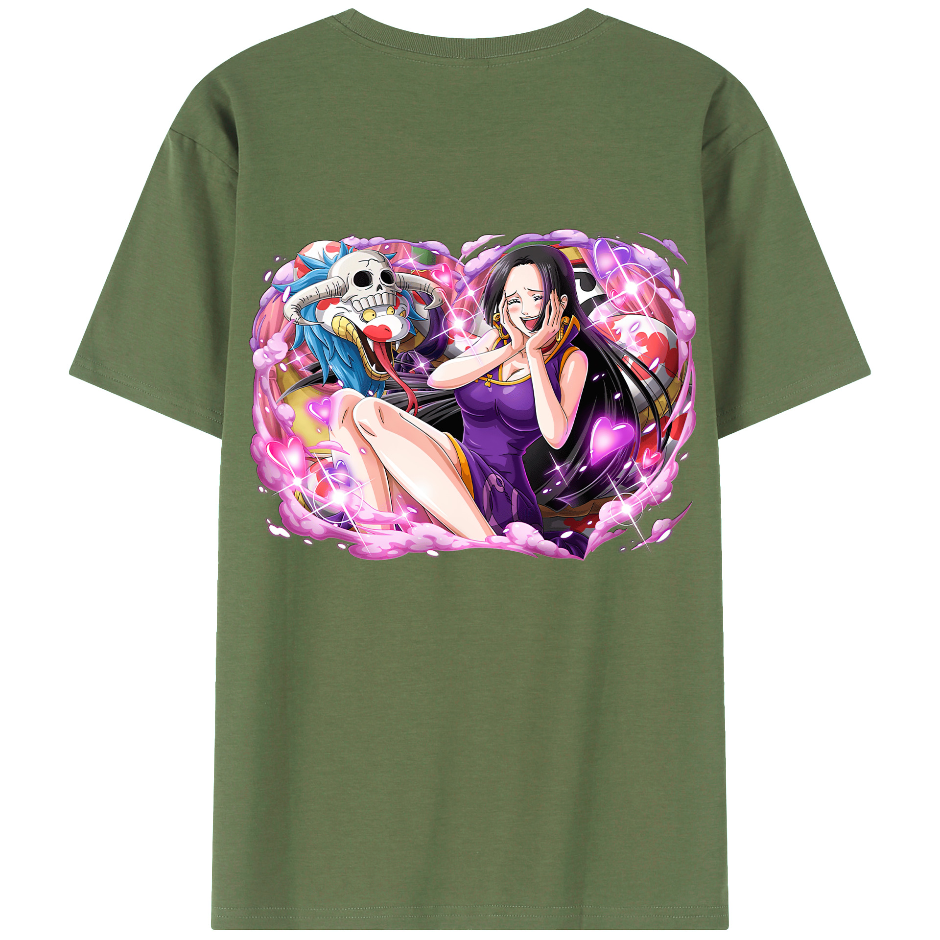 ワンピース ボア・ハンコック ONE PIECE Boa·Hancock 綿100％ メンズ半袖Tシャツ（バックプリント） 通気性